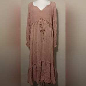 &merci Chic Long Sleeve Ruffle Dress in Blush